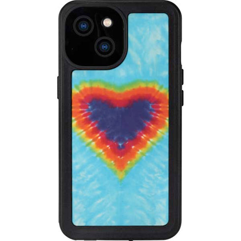 Liquid Blue Tie Dye Heart iPhone 13 Mini Waterproof Case