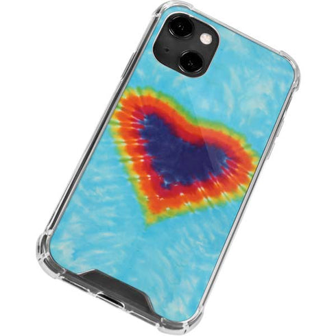 Liquid Blue Tie Dye Heart iPhone 14 Clear Case