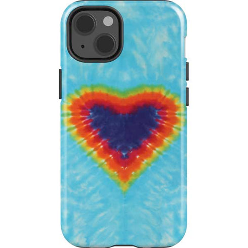 Liquid Blue Tie Dye Heart iPhone 15 Impact Case