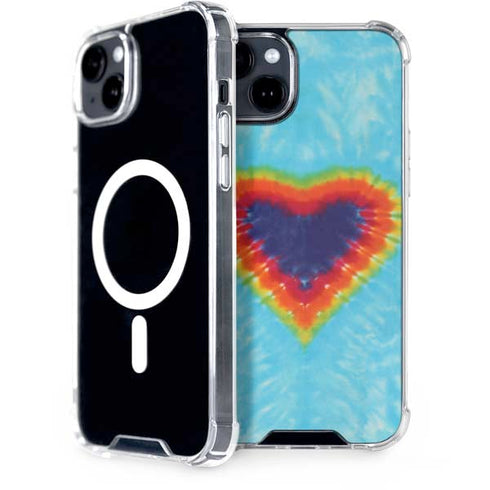 Liquid Blue Tie Dye Heart iPhone 15 Plus MagSafe Case