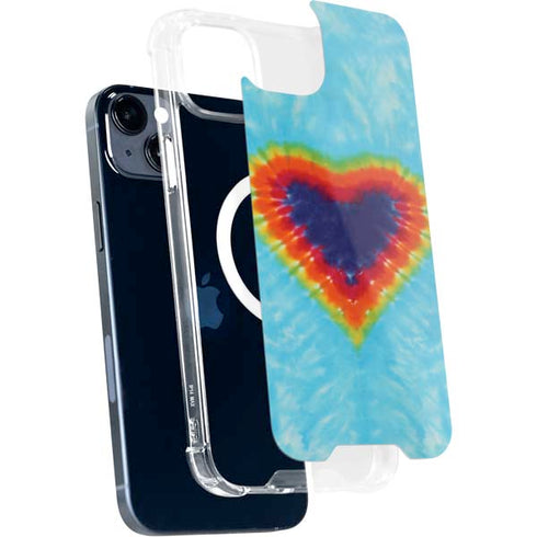 Liquid Blue Tie Dye Heart iPhone 15 Plus MagSafe Case