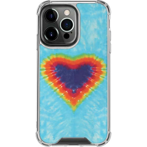 Liquid Blue Tie Dye Heart iPhone 14 Pro Clear Case