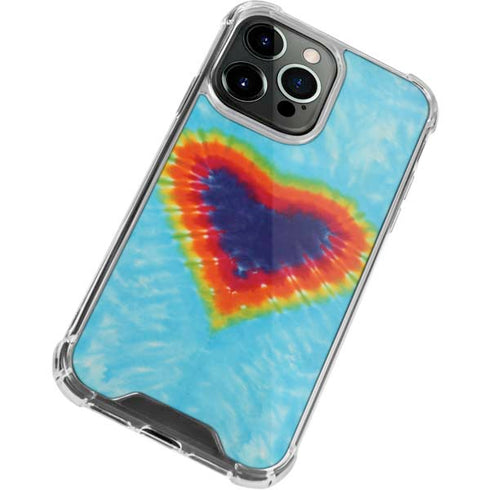 Liquid Blue Tie Dye Heart iPhone 15 Pro Clear Case