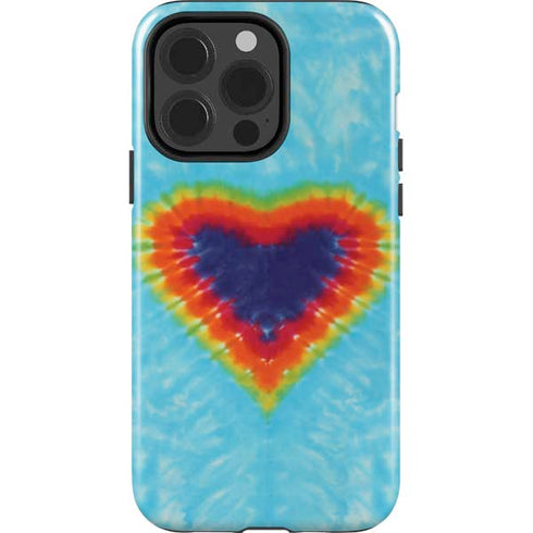 Liquid Blue Tie Dye Heart iPhone 15 Pro Impact Case
