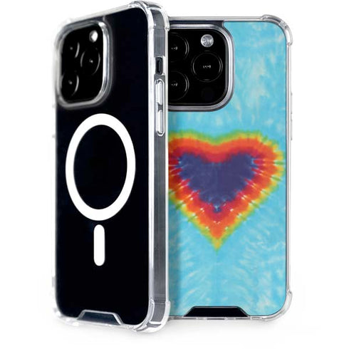 Liquid Blue Tie Dye Heart iPhone 15 Pro MagSafe Case
