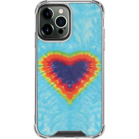 Liquid Blue Tie Dye Heart iPhone 14 Pro Max Clear Case