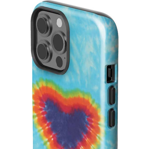 Liquid Blue Tie Dye Heart iPhone 15 Pro Max Impact Case
