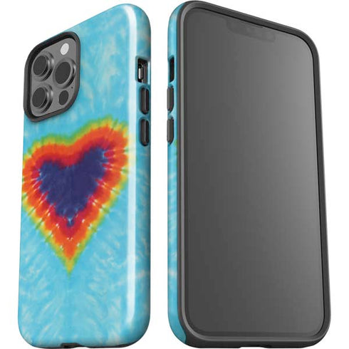 Liquid Blue Tie Dye Heart iPhone 15 Pro Max Impact Case