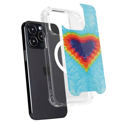 Liquid Blue Tie Dye Heart iPhone 14 Pro Max MagSafe Case