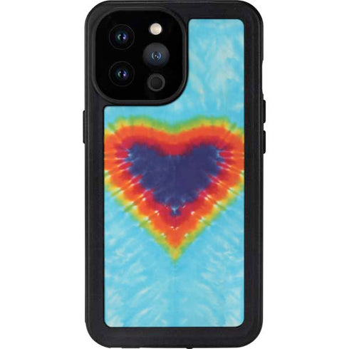 Liquid Blue Tie Dye Heart iPhone 14 Pro Max Waterproof Case