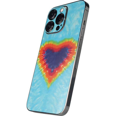 Liquid Blue Tie Dye Heart iPhone 14 Pro Skin