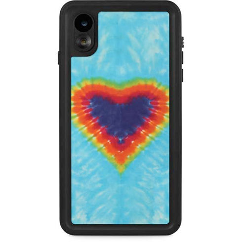 Liquid Blue Tie Dye Heart iPhone XR Waterproof Case