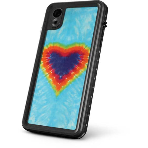 Liquid Blue Tie Dye Heart iPhone XR Waterproof Case