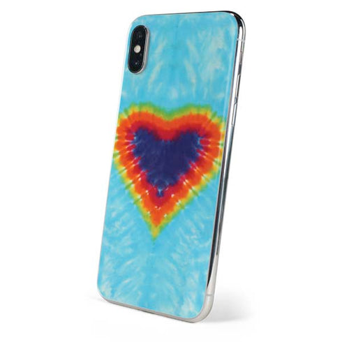 Liquid Blue Tie Dye Heart iPhone XS Skin
