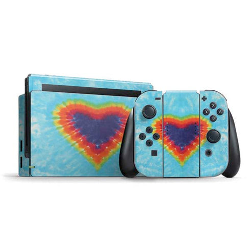 Liquid Blue Tie Dye Heart Nintendo Switch Bundle Skin