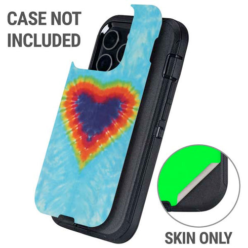 Liquid Blue Tie Dye Heart Otterbox Defender iPhone Skin