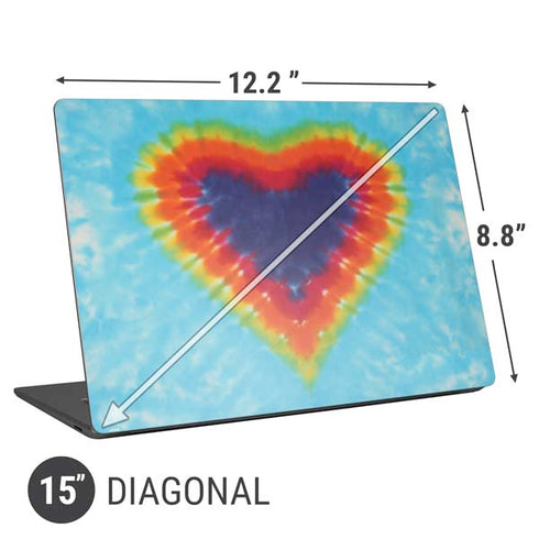 Liquid Blue Tie Dye Heart Universal Laptop 15in (12.2 x 8.8in) Skin