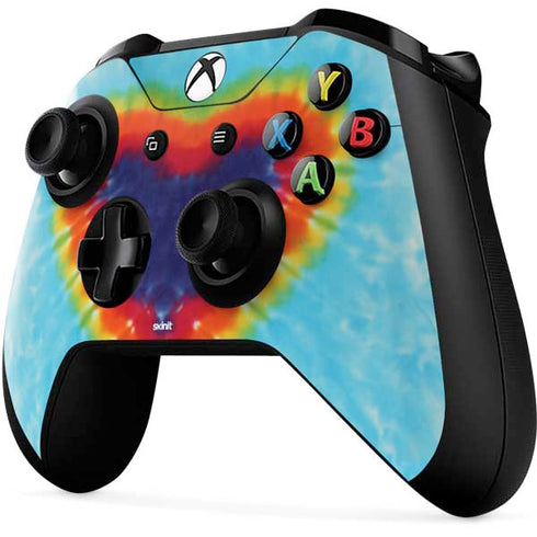 Liquid Blue Tie Dye Heart Xbox One X Controller Skin