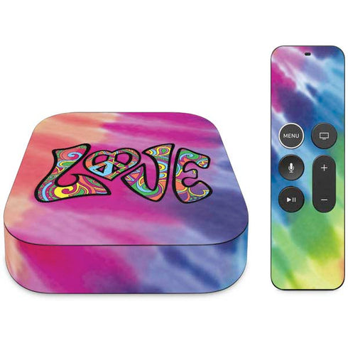Liquid Blue Tie Dye Peace & Love Apple TV Skin