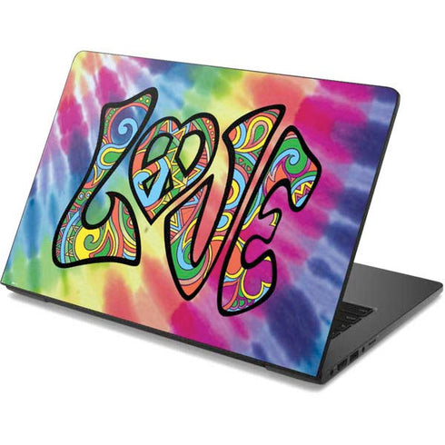 Liquid Blue Tie Dye Peace & Love Dell Chromebook Skin