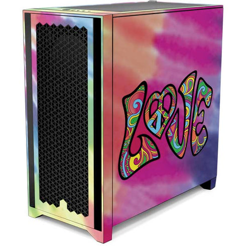 Liquid Blue Tie Dye Peace & Love Corsair 4000D Tempered Glass Mid-Tower ATX Case Skin