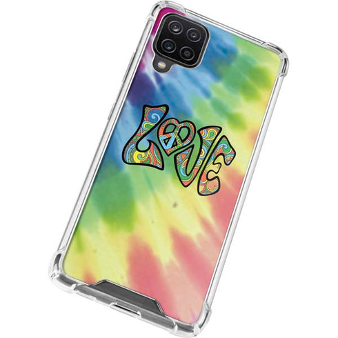Liquid Blue Tie Dye Peace & Love Galaxy A12 Clear Case