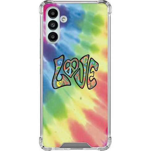 Liquid Blue Tie Dye Peace & Love Galaxy A13 5G Clear Case