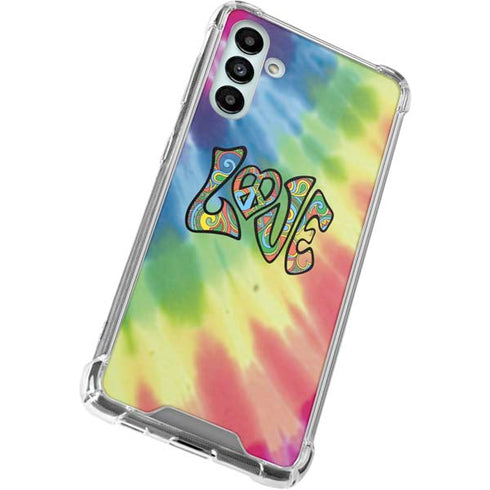 Liquid Blue Tie Dye Peace & Love Galaxy A13 5G Clear Case