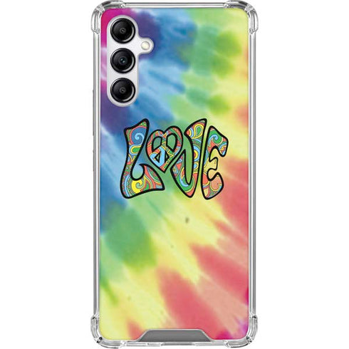 Liquid Blue Tie Dye Peace & Love Galaxy A15 5G Clear Case