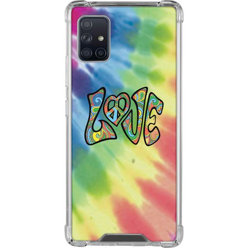 Liquid Blue Tie Dye Peace & Love Galaxy A51 5G Clear Case