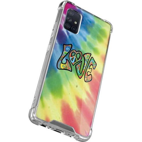 Liquid Blue Tie Dye Peace & Love Galaxy A51 5G Clear Case