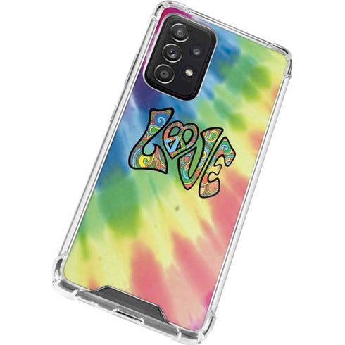 Liquid Blue Tie Dye Peace & Love Galaxy A52 5G Clear Case