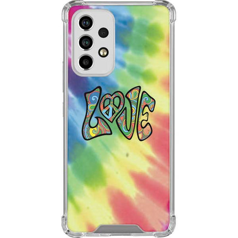 Liquid Blue Tie Dye Peace & Love Galaxy A53 5G Clear Case