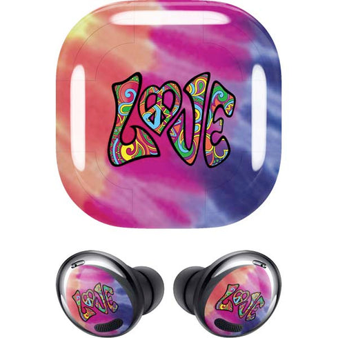 Liquid Blue Tie Dye Peace & Love Galaxy Buds Pro Skin