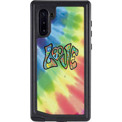 Liquid Blue Tie Dye Peace & Love Galaxy Note 10 Waterproof Case