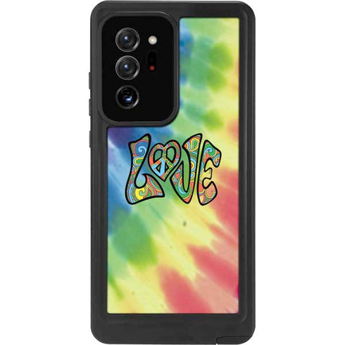 Liquid Blue Tie Dye Peace & Love Galaxy Note20 Ultra 5G Waterproof Case