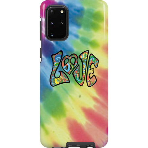 Liquid Blue Tie Dye Peace & Love Galaxy S20 Plus Pro Case