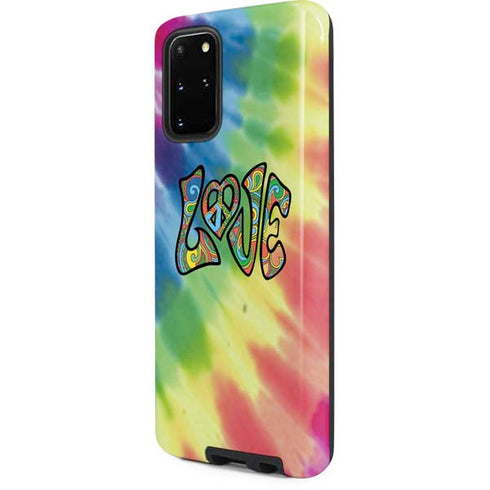 Liquid Blue Tie Dye Peace & Love Galaxy S20 Plus Pro Case