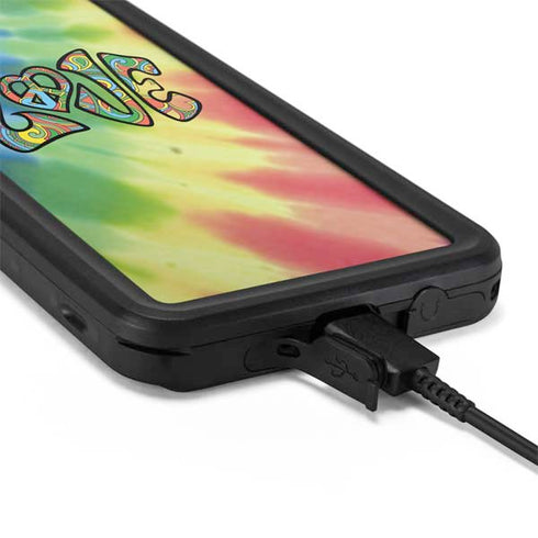 Liquid Blue Tie Dye Peace & Love Galaxy S20 Plus Waterproof Case