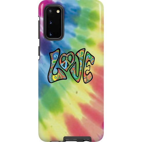 Liquid Blue Tie Dye Peace & Love Galaxy S20 Pro Case