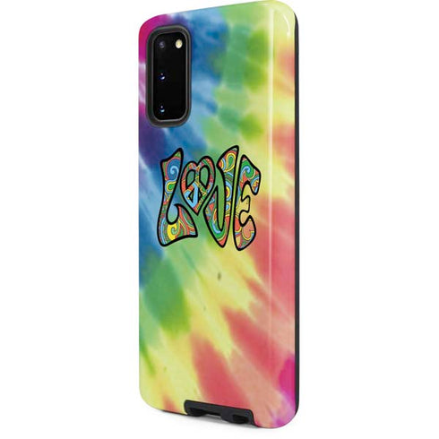 Liquid Blue Tie Dye Peace & Love Galaxy S20 Pro Case