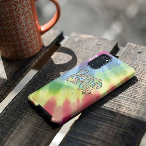 Liquid Blue Tie Dye Peace & Love Galaxy S20 Pro Case