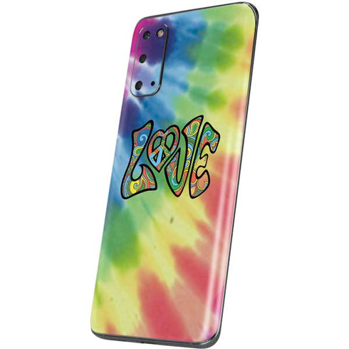 Liquid Blue Tie Dye Peace & Love Galaxy S20 Skin