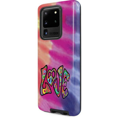 Liquid Blue Tie Dye Peace & Love Galaxy S20 Ultra 5G Pro Case