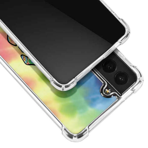 Liquid Blue Tie Dye Peace & Love Galaxy S21 Plus 5G Clear Case