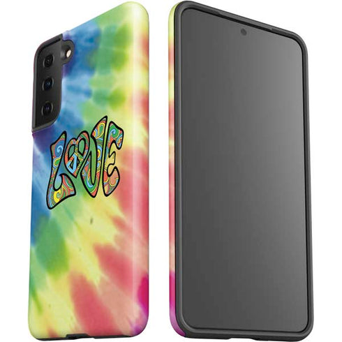 Liquid Blue Tie Dye Peace & Love Galaxy S21 Plus 5G Pro Case