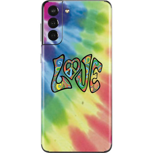 Liquid Blue Tie Dye Peace & Love Galaxy S21 Plus 5G Skin