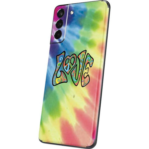 Liquid Blue Tie Dye Peace & Love Galaxy S21 Plus 5G Skin