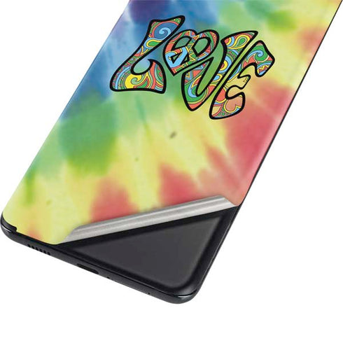 Liquid Blue Tie Dye Peace & Love Galaxy S21 Plus 5G Skin