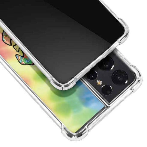 Liquid Blue Tie Dye Peace & Love Galaxy S21 Ultra 5G Clear Case
